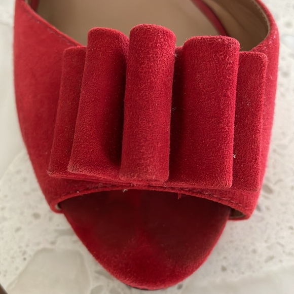 Peep Toe sling back pumps red suede leather 8.5 Medium - Picture 8 of 15